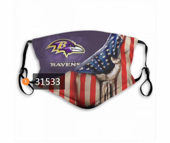 NFL 2020 Baltimore Ravens #53 Dust mask with filter->nfl dust mask->Sports Accessory